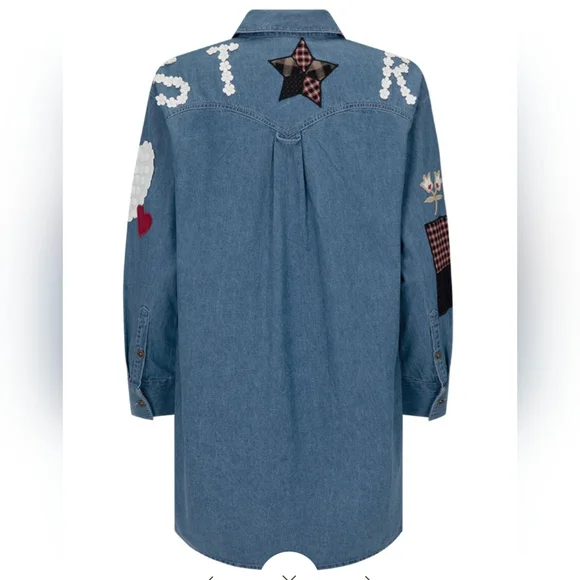 Spell Bombshell Patchwork Chambray Shirt or Mini Dress Size Large NWT - Picture 7 of 8